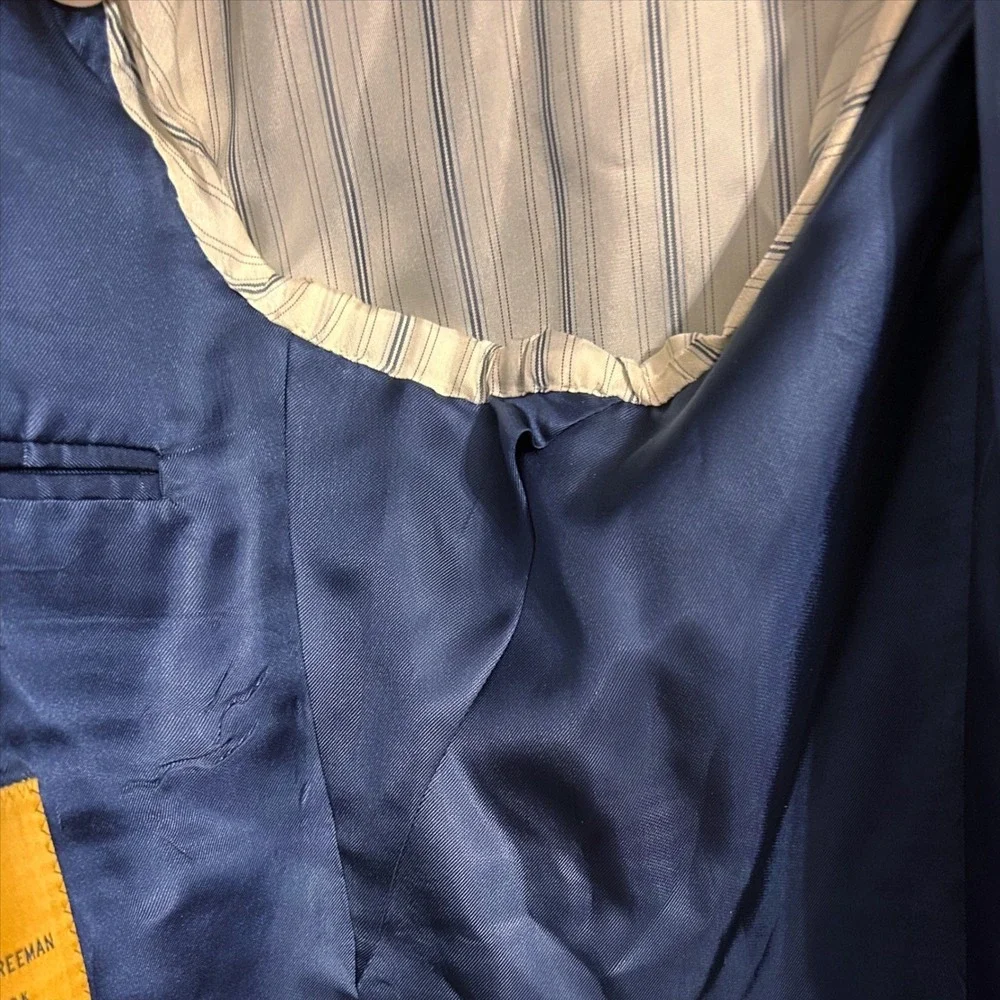 Hickey Freeman Blazer 46R Blue Check Plaid Super 140 Wool Carlo Barbera SML FLAW